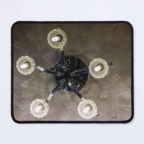 Item preview, Vintage Ceiling Chandelier With Five Glass Shades And Exposed Bulbs Over Textured Plaster designed and sold by Nmallia.
