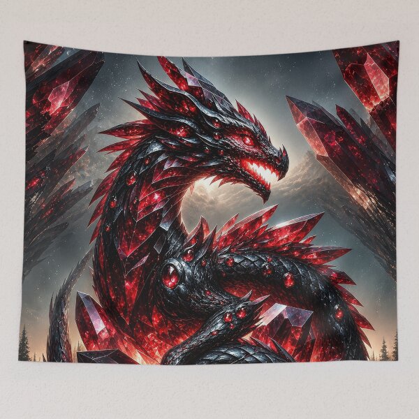 Item preview, Ruby Crystal Dragon – Dark Fantasy Crystal Dragon Design designed and sold by DrakariArt.