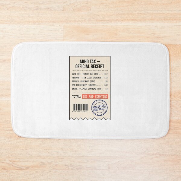 Item preview, ADHD Tax Official Receipt Humor Gift: Eighty Three And Counting designed and sold by Osmose-Studio ⭐⭐⭐⭐⭐.