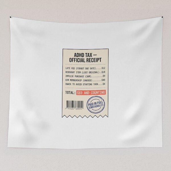 Item preview, ADHD Tax Official Receipt Humor Gift: Eighty Three And Counting designed and sold by Osmose-Studio ⭐⭐⭐⭐⭐.