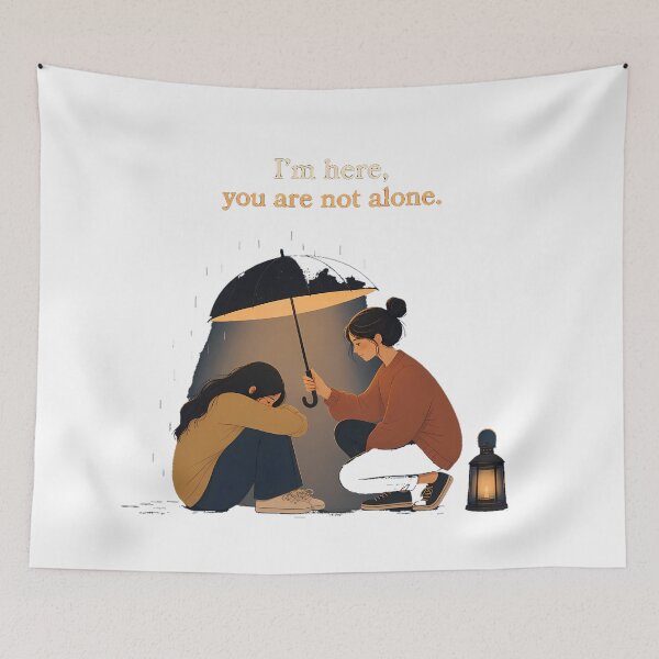 Item preview, Comforting Girl Under Umbrella Rain Support Art designed and sold by DignityLab.