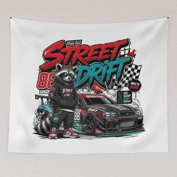 Item preview, STREET DRIFT Graffiti Racing Car Sticker PNG | JDM Streetwear Graphic | Turbo Racing Aesthetic | Retro Drift Car Decal | Urban Speed Art Gift designed and sold by Stylestickers55.