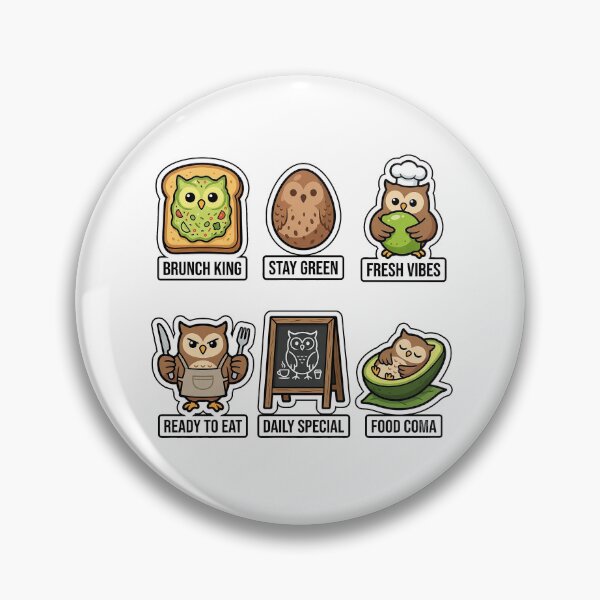 Item preview, Retro Owl Brunch Cafe Sticker Pack - Vintage Hipster & Healthy Food Puns designed and sold by SimpleP.