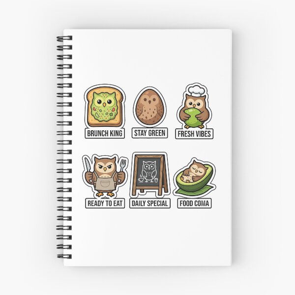 Item preview, Retro Owl Brunch Cafe Sticker Pack - Vintage Hipster & Healthy Food Puns designed and sold by SimpleP.