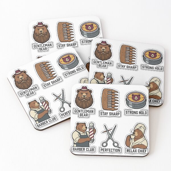 Item preview, Retro Bear Mustache Comb Sticker Pack - Vintage Hipster Salon Puns designed and sold by SimpleP.