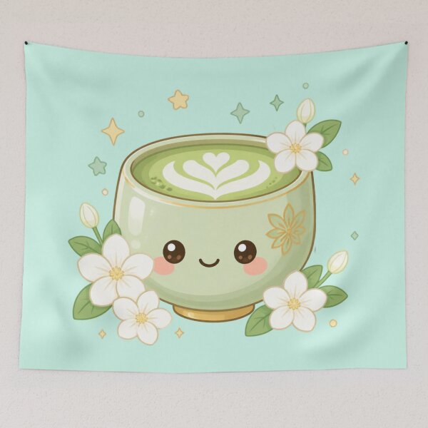 Item preview, Cute Matcha Tea Cup – Peaceful Kawaii Delight minimalist design designed and sold by CosmicQuietStudio.