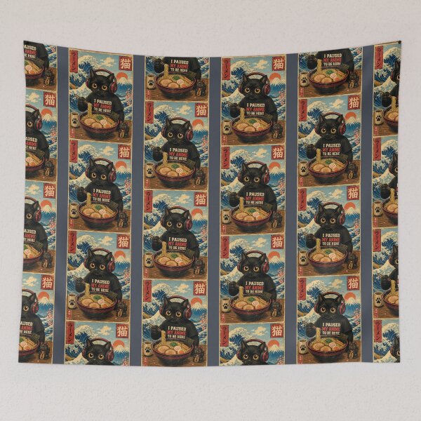Item preview, Funny Black Cat Ramen Anime Lover Japanese Vintage Gift designed and sold by tronictees.