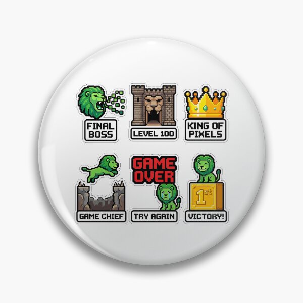 Item preview, Retro Lion 8Bit Castle Sticker Pack - Vintage Game Stage & Level Puns designed and sold by SimpleP.