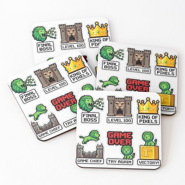Item preview, Retro Lion 8Bit Castle Sticker Pack - Vintage Game Stage & Level Puns designed and sold by SimpleP.