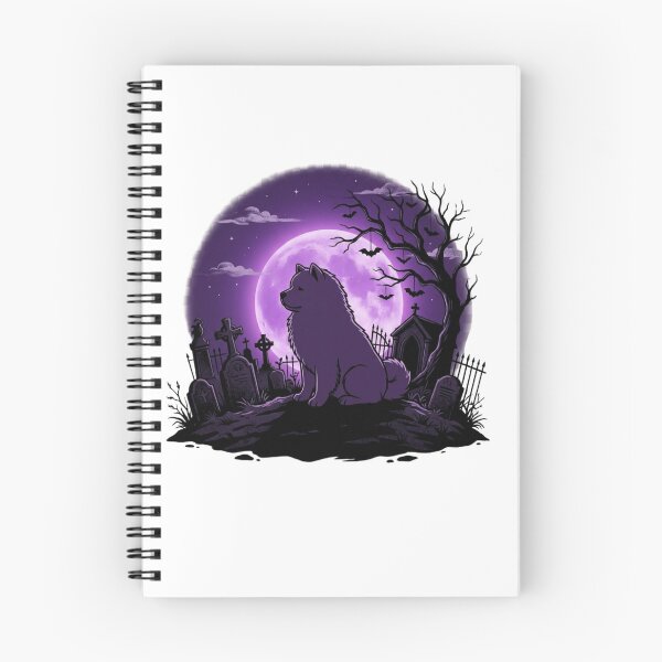 Item preview, Chow chow Halloween at night, purple Moon, cemetery,  creepy, spooky designed and sold by Coolparrotgirl.