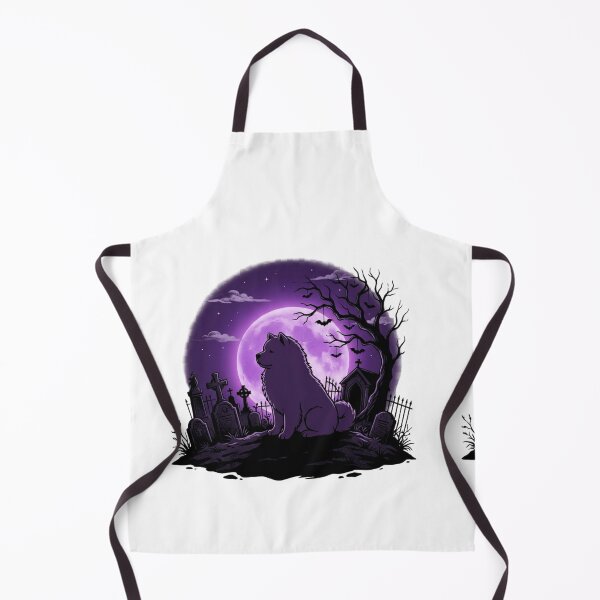 Item preview, Chow chow Halloween at night, purple Moon, cemetery, creepy, spooky designed and sold by Coolparrotgirl.
