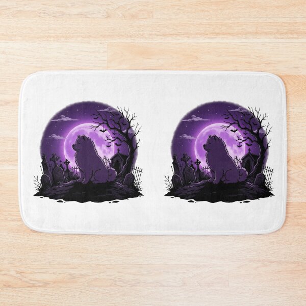 Item preview, Chow chow Halloween at night, purple Moon, cemetery,  creepy, spooky designed and sold by Coolparrotgirl.