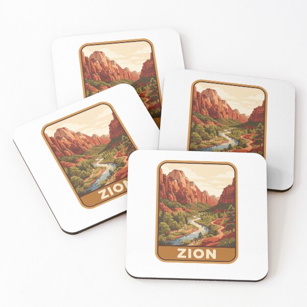 Item preview, Retro Zion  Red Rock Canyon River Vintage Poster designed and sold by Paper Drip.