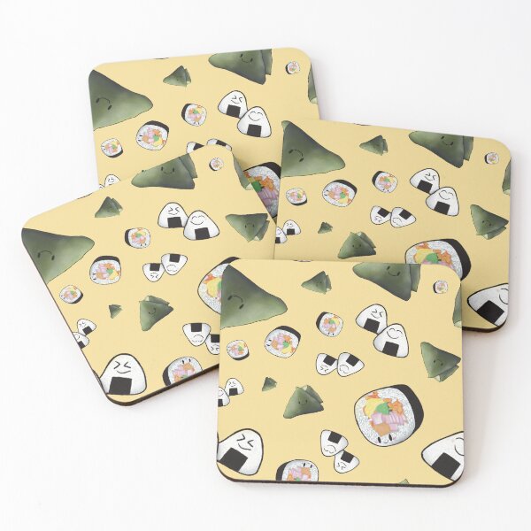 Item preview, Kawaii Cute Kimbap and Onigiri Seamless Pattern Art designed and sold by Designs By Amber.