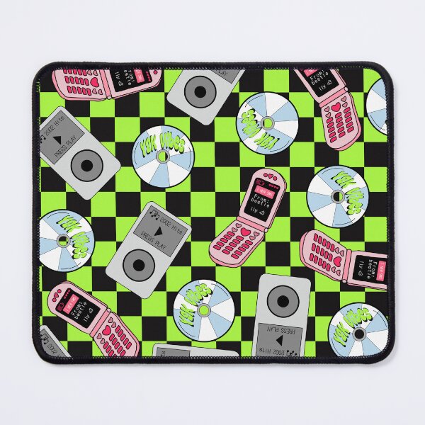 Item preview, Y2K Vibes - lime checkered background designed and sold by RebelCatStudios(RCS).