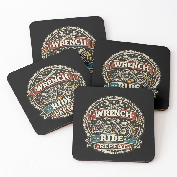 Item preview, Wrench Ride Repeat Vintage Motorcycle Mechanic Garage Graphic designed and sold by BankshopTH.