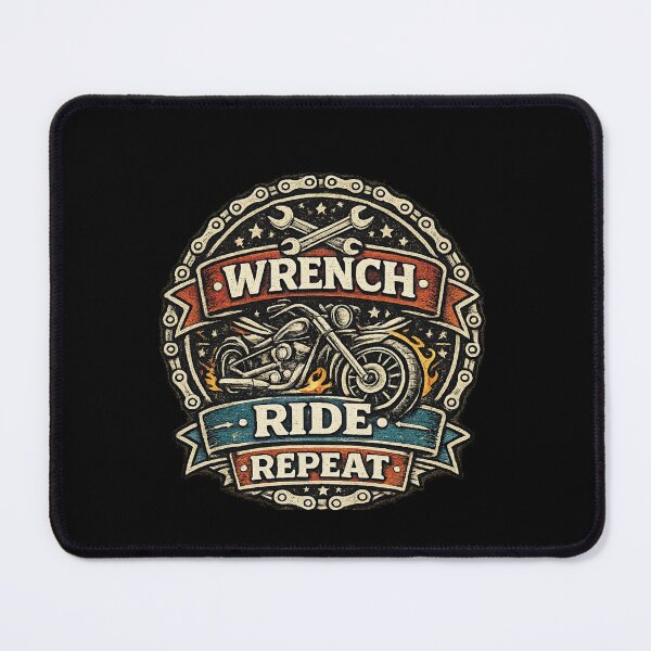 Item preview, Wrench Ride Repeat Vintage Motorcycle Mechanic Garage Graphic designed and sold by BankshopTH.