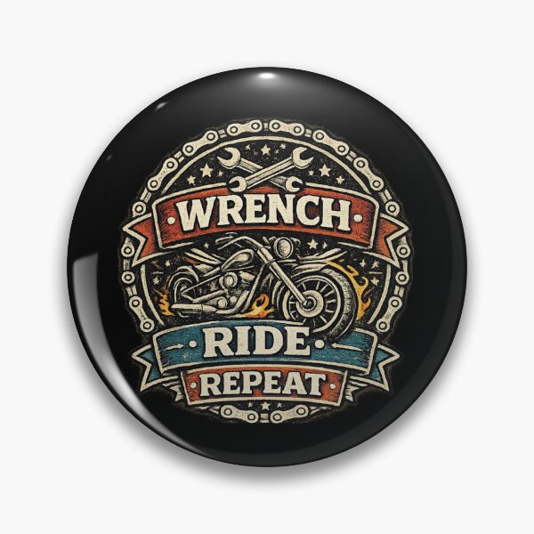Artikelvorschau, Wrench Ride Repeat Vintage Motorcycle Mechanic Garage Grafik entworfen und verkauft von BankshopTH.