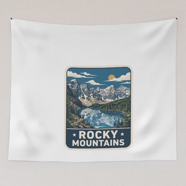 Item preview, Retro Rocky Mountains Alpine Lake Snow Peaks Vintage Poster Art designed and sold by Paper Drip.