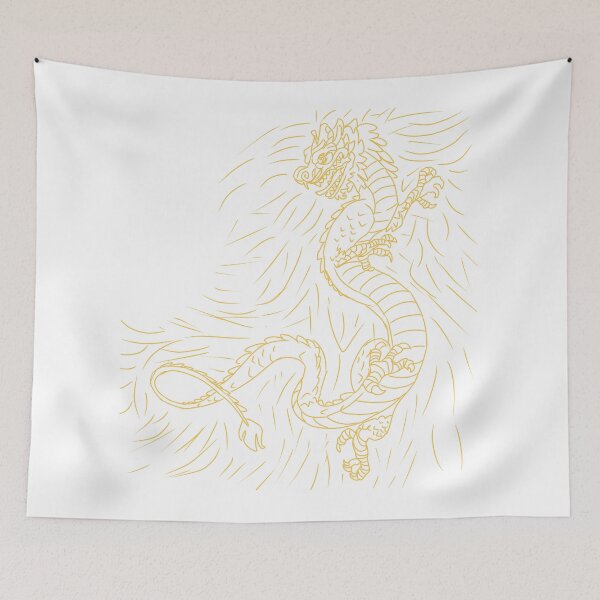 Item preview, Golden Eastern Dragon Line Art | Japanese & Chinese Mythical Dragon Design designed and sold by muhammadkhafidh.