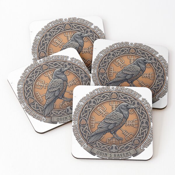 Item preview, Odin's Ravens Nordic Tradition Ancient Symbols Emblem designed and sold by Surviving Monday Club.