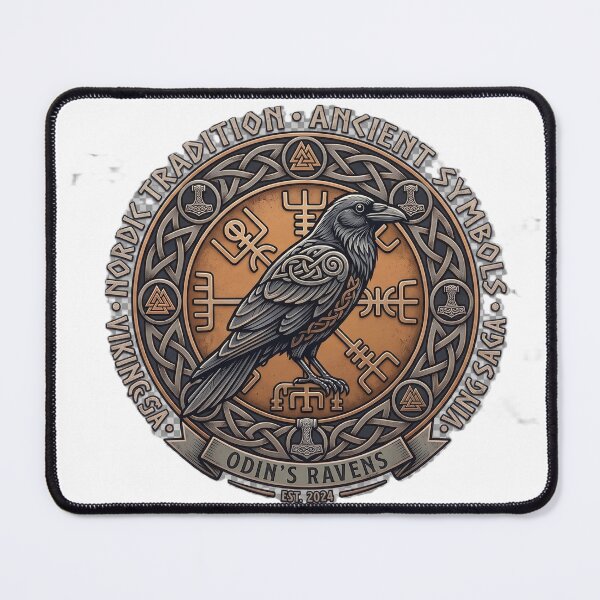 Item preview, Odin's Ravens Nordic Tradition Ancient Symbols Emblem designed and sold by Visual Chillout by GP .