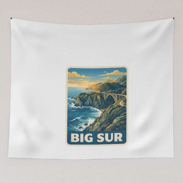 Item preview, Vintage Big Sur California Coast Bixby Bridge Retro Travel Art designed and sold by Paper Drip.