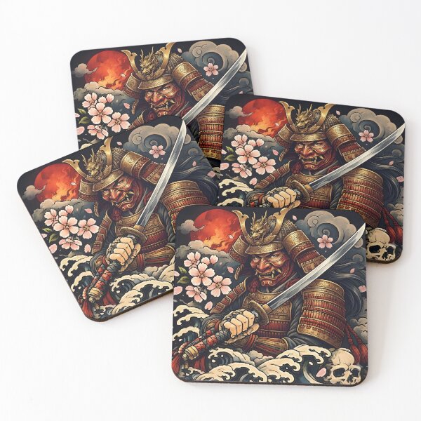Item preview, Japanese Samurai Warrior with Hannya Mask and Cherry Blossoms designed and sold by Neo Tokio.