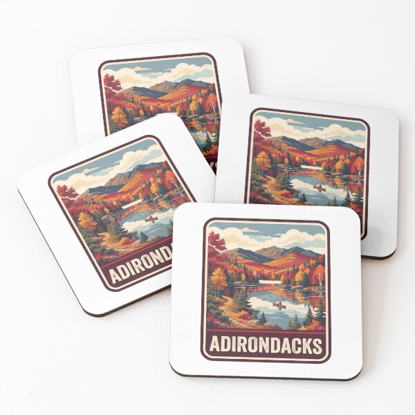 Item preview, Vintage Adirondacks Fall Foliage Canoe Lake Retro Travel Art designed and sold by Paper Drip.