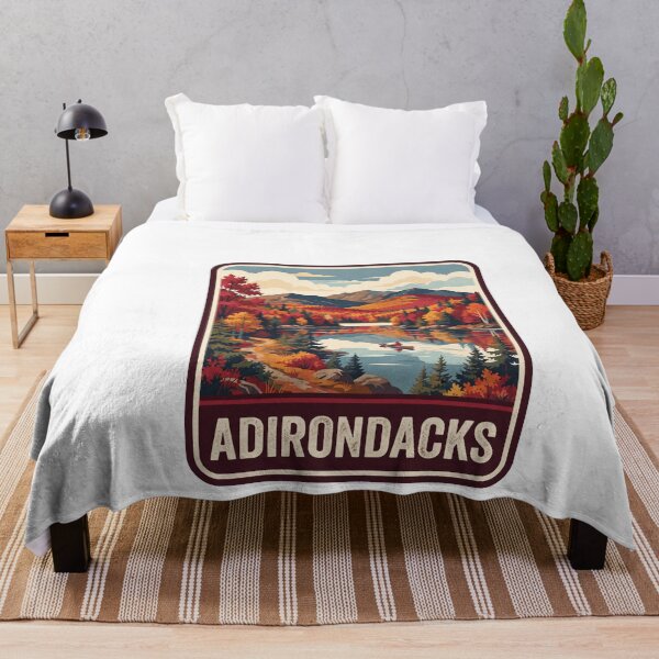 Item preview, Vintage Adirondacks Fall Foliage Canoe Lake Retro Travel Art designed and sold by Paper Drip.