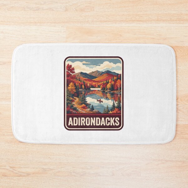 Item preview, Vintage Adirondacks Fall Foliage Canoe Lake Retro Travel Art designed and sold by Paper Drip.
