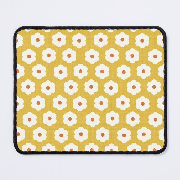 Item preview, Retro White Daisy Floral Pattern on Mustard Yellow Textured Background designed and sold by Sappi1004.