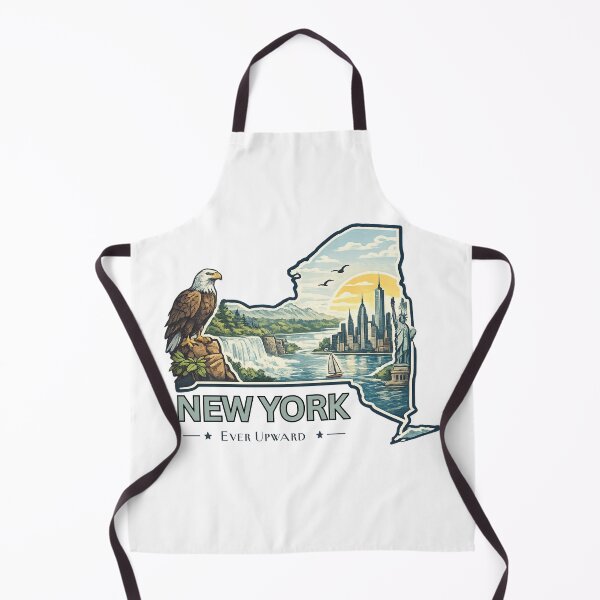 Item preview, New York State Map Wall Art | Vintage Empire State Outline | Excelsior | Statue of Liberty & NYC Skyline | Retro Travel Poster | USA State Gift | New York Decor designed and sold by Thehatinthecat.