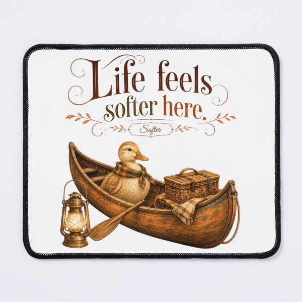 Item preview, Life Feels Softer Here Vintage Duck Canoe Rustic Lake designed and sold by AQUILAKREO.