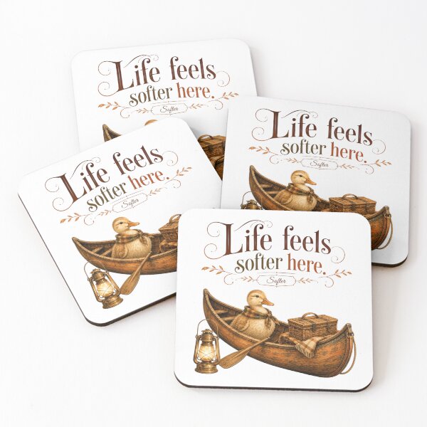 Item preview, Life Feels Softer Here Vintage Duck Canoe Rustic Lake designed and sold by AQUILAKREO.