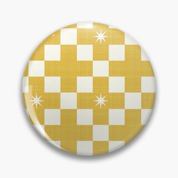 Item preview, Retro Mustard Checkerboard Geometric Pattern with White Starbursts designed and sold by Sappi1004.