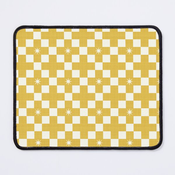 Item preview, Retro Mustard Checkerboard Geometric Pattern with White Starbursts designed and sold by Sappi1004.