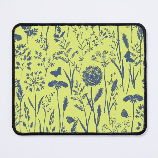 Item preview, Meadow Wildflowers Pattern in Lime Green and Blue - Scandi Herbarium Silhouettes designed and sold by Doodle Finch Designs.