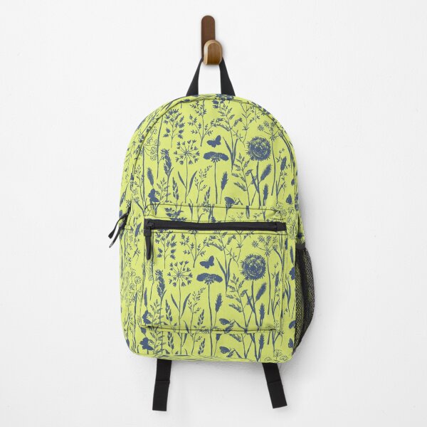 Item preview, Meadow Wildflowers Pattern in Lime Green and Blue - Scandi Herbarium Silhouettes designed and sold by Doodle Finch Designs.