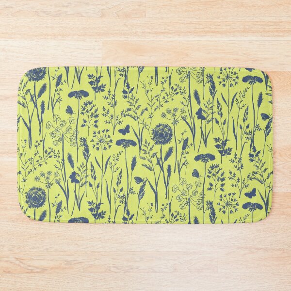 Item preview, Meadow Wildflowers Pattern in Lime Green and Blue - Scandi Herbarium Silhouettes designed and sold by Doodle Finch Designs.