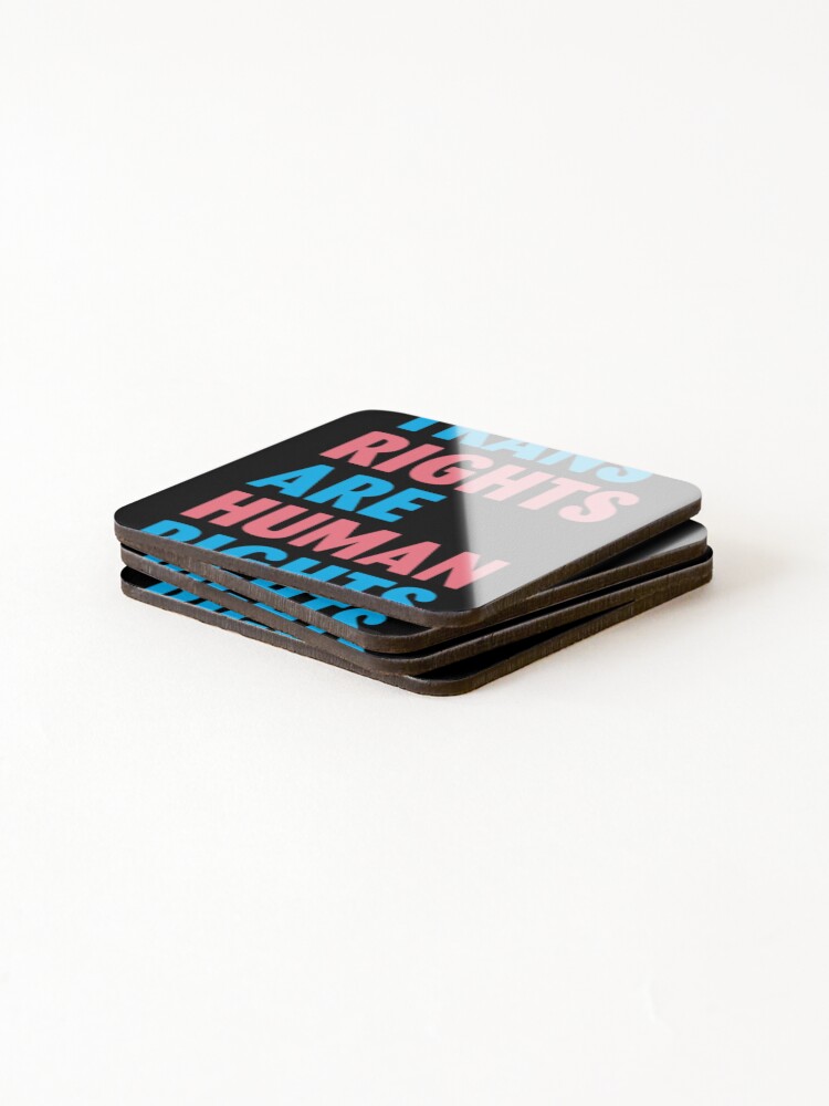 Thumbnail 4 of 5, Coasters (Set of 4), Trans Rights Are Human Rights designed and sold by Whatanartz.