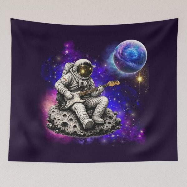Item preview, Space Rock Guitarist Spaceman Cosmic Music Galaxy Nebula Planet designed and sold by W&RParadise.