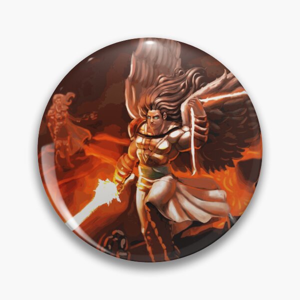 Item preview, Winged Angel Warrior Fighting Demons Above a Lava Battlefield designed and sold by NoanVasseur.