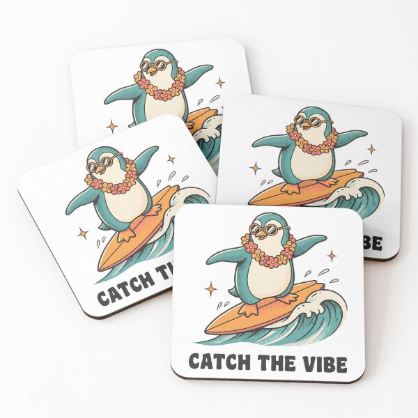 Item preview, Catch The Vibe Surfing Penguin T-Shirt | Cute Summer Penguin Surf Design designed and sold by StickerNestYou.