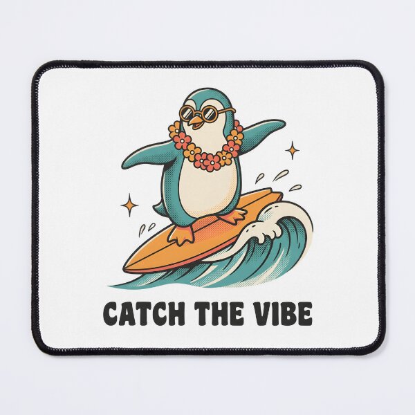 Item preview, Catch The Vibe Surfing Penguin T-Shirt | Cute Summer Penguin Surf Design designed and sold by StickerNestYou.