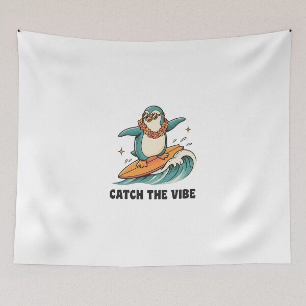 Item preview, Catch The Vibe Surfing Penguin T-Shirt | Cute Summer Penguin Surf Design designed and sold by StickerNestYou.