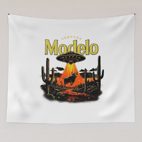 Item preview, Modelo UFO Desert Cowboy Alien Abduction Vintage Beer T-Shirt designed and sold by lolayart.