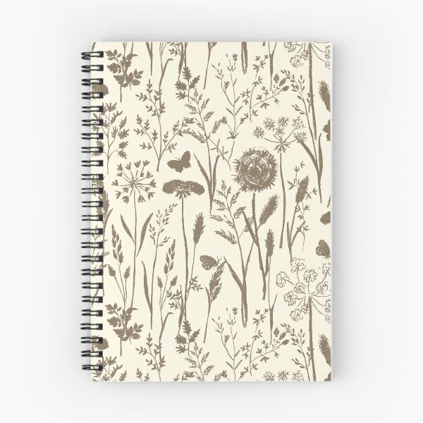 Item preview, Meadow Wildflower Pattern in Taupe & Beige Modern Country Herbarium Silhouettes designed and sold by Doodle Finch Designs.