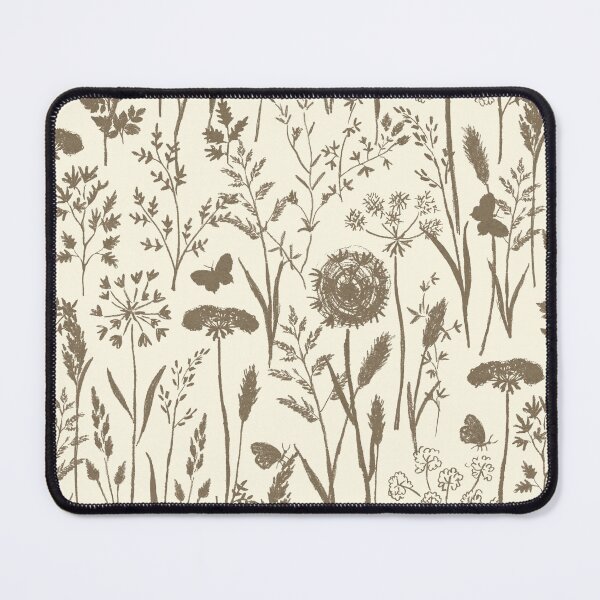 Item preview, Meadow Wildflower Pattern in Taupe & Beige Modern Country Herbarium Silhouettes designed and sold by Doodle Finch Designs.