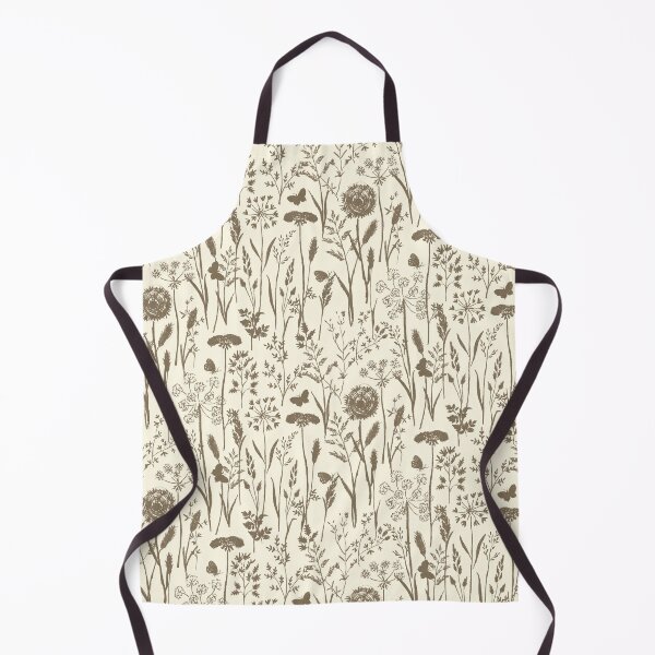 Item preview, Meadow Wildflower Pattern in Taupe & Beige Modern Country Herbarium Silhouettes designed and sold by Doodle Finch Designs.